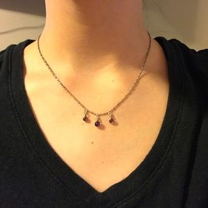 Silver Necklace with Purple Stones